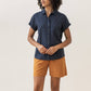 Camicia Bea in seersucker blu navy