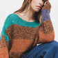 Maglione a righe in maglia con scollo a barca