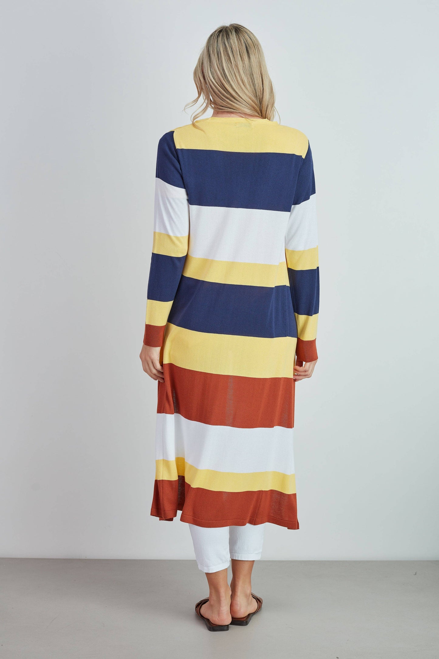 Cardigan lungo a righe in viscosa