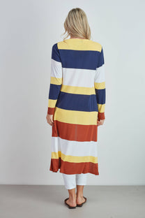 Cardigan lungo a righe in viscosa