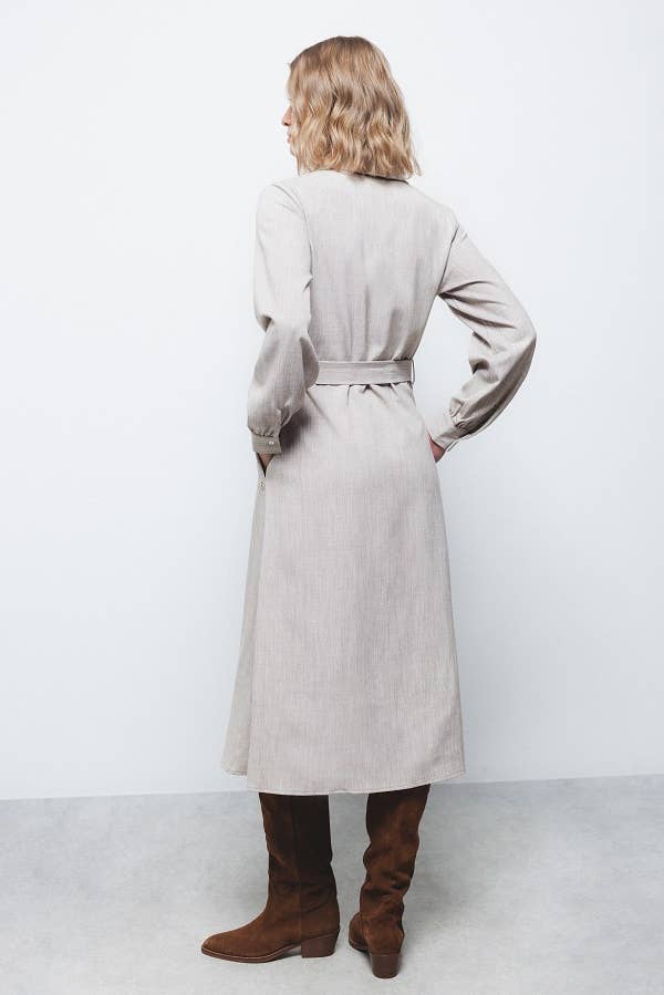 Abito camicia midi con cintura