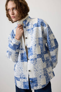 Giacca bomber oversize con stampa paisley