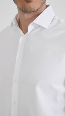 Camicia in cotone piqué comfort bianca