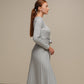Abito midi in maglia lurex con gonna plissé e cintura
