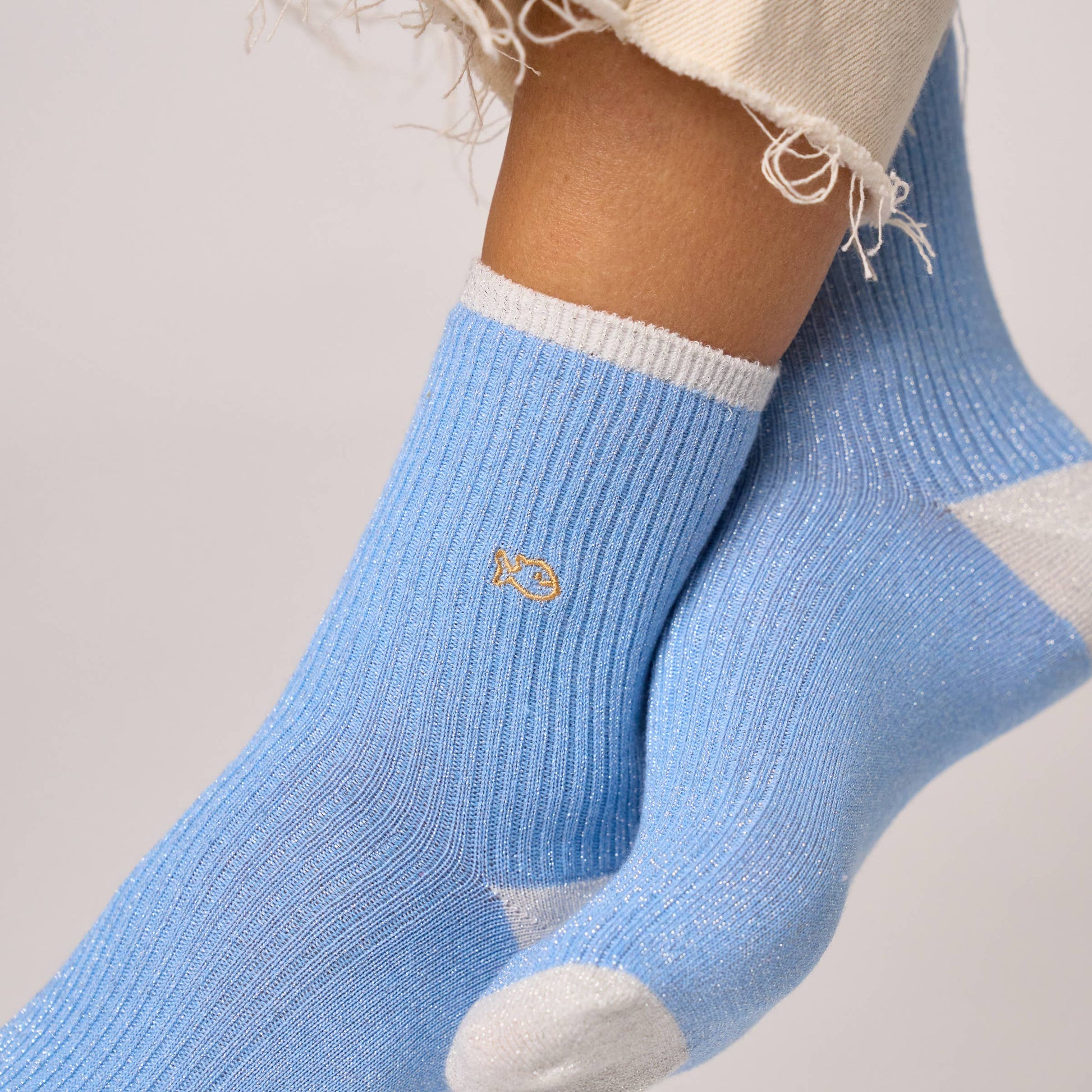Calzini glitterati vintage in cotone pettinato blu