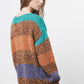 Maglione a righe in maglia con scollo a barca
