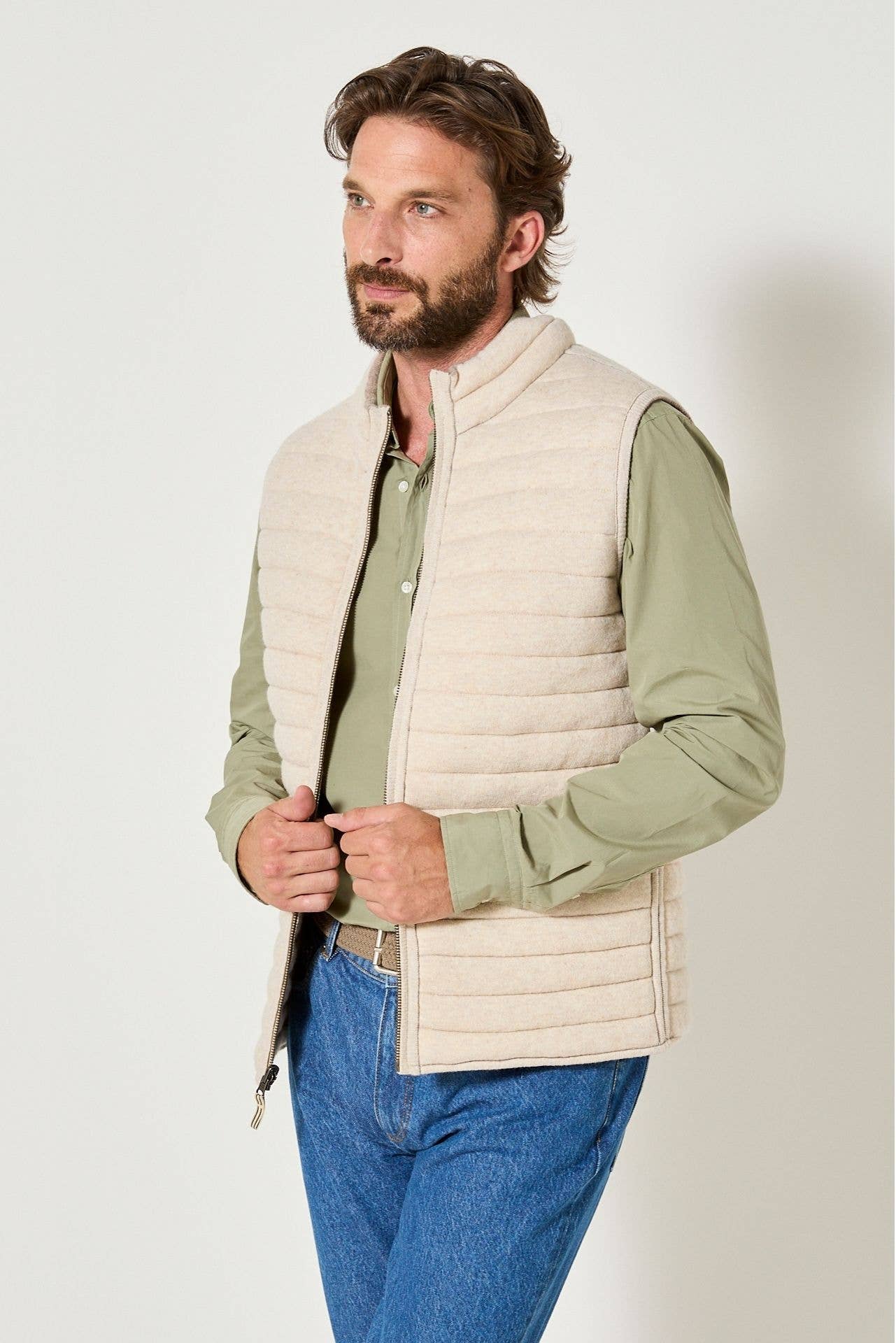 Gilet Imbottito Reversibile Uomo Beige