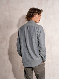 Camicia da uomo in cotone misto a microquadri