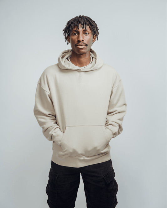 Felpa oversize con cappuccio No Bad Days Club beige