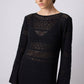 Abito lungo boho in maglia crochet con maniche svasate