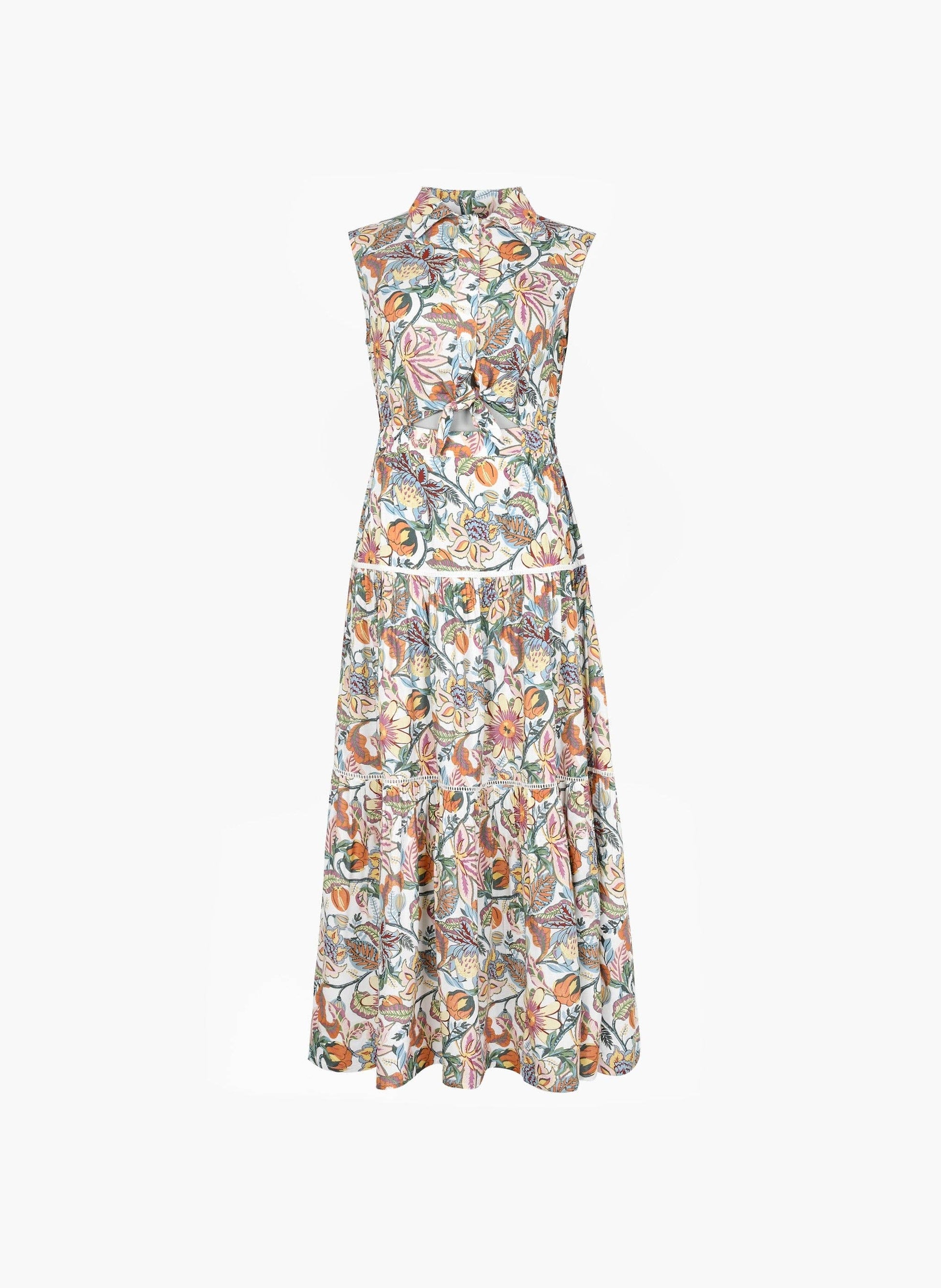 Abito lungo Felicity ecru a fantasia floreale