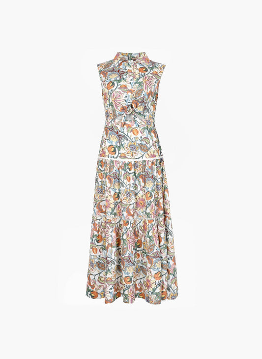 Abito lungo Felicity ecru a fantasia floreale