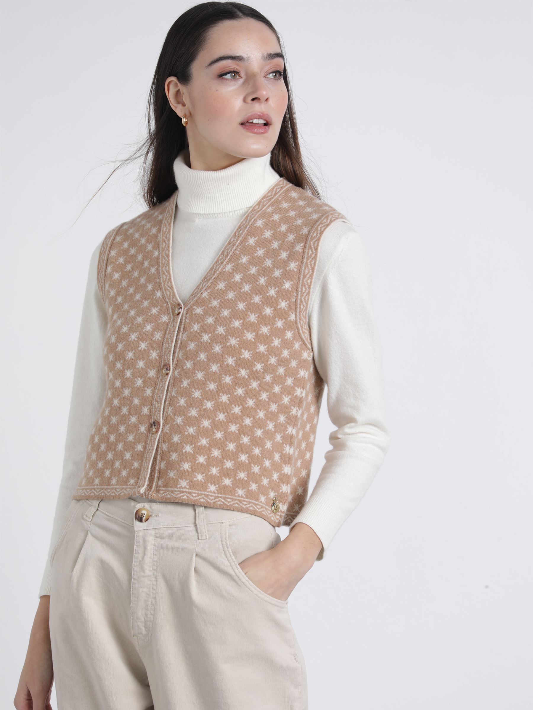 Gilet in maglia jacquard con bottoni