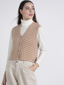 Gilet in maglia jacquard con bottoni