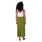 Gonna lunga estiva in cotone e lino verde con bottoni