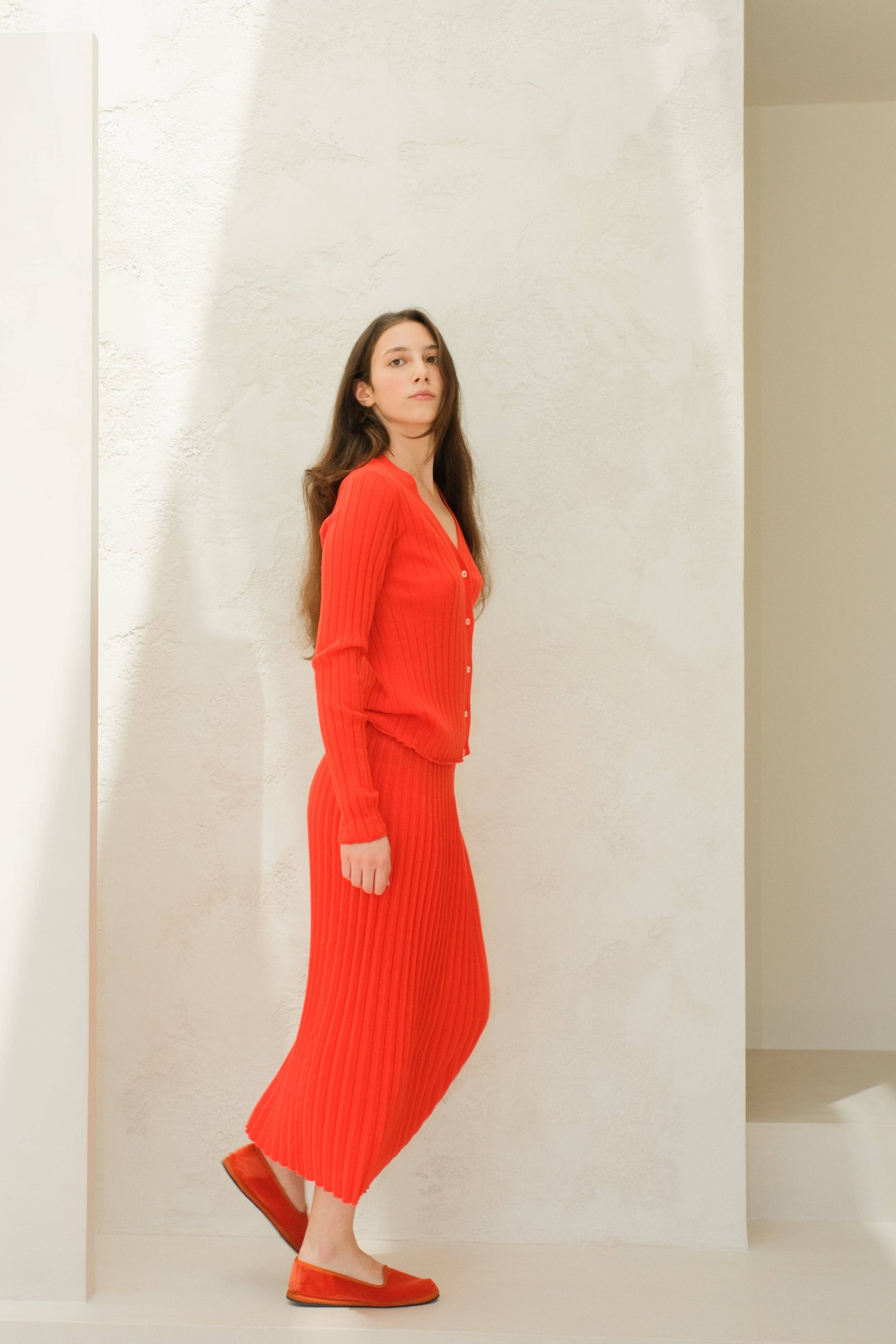 Gonna plissé in lana merino extrafine 3D knit