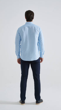 Camicia azzurra a micro fantasia comfort