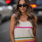 Abito midi in maglia a righe multicolor