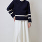 Maglione navy a righe con bottoni dorati