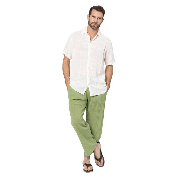 Pantaloni estivi lunghi in cotone verde