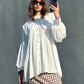 Camicia oversize con colletto Peter Pan in misto viscosa