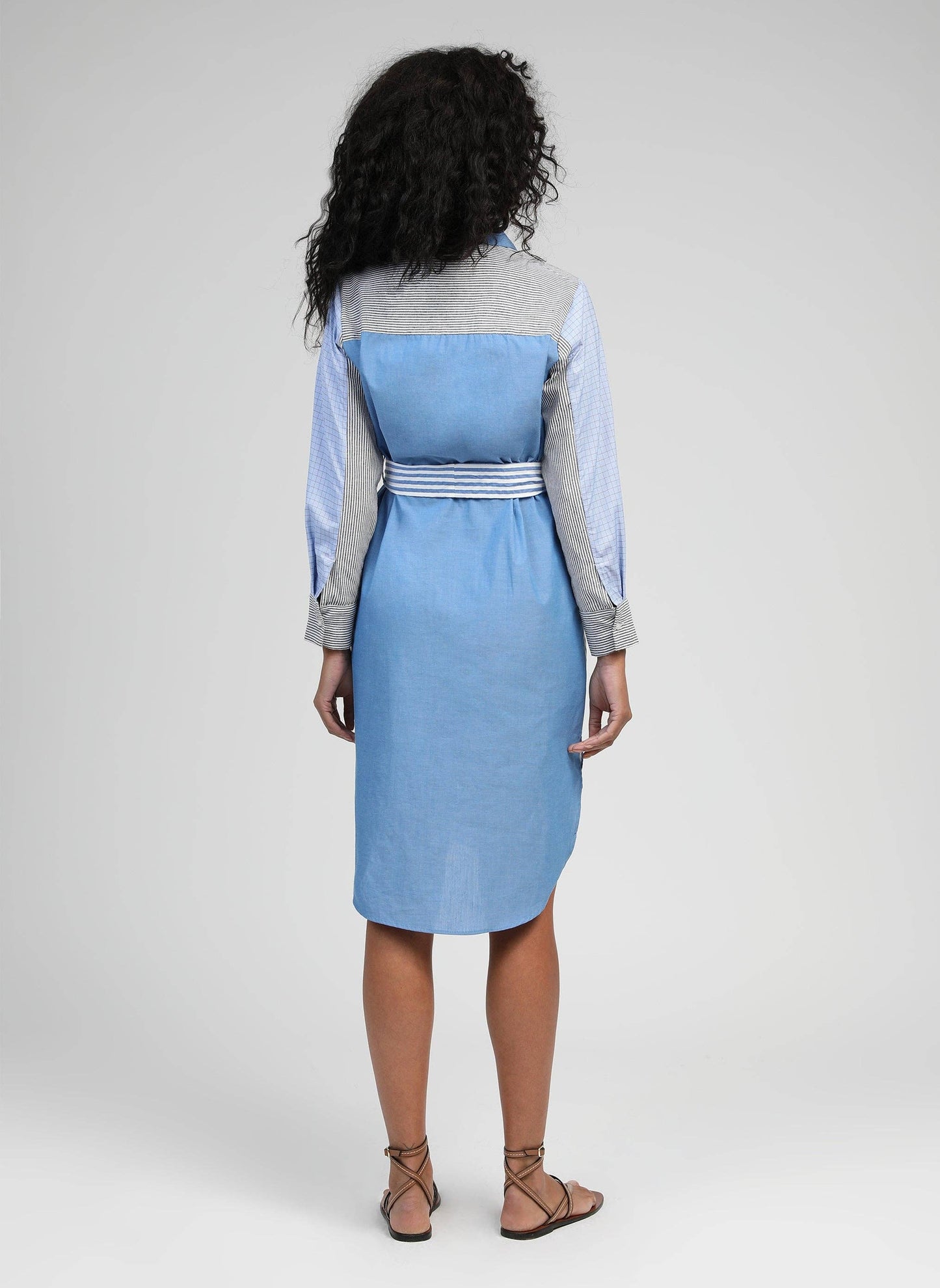 Abito camicia a righe blu Sissinou