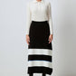 Gonna midi in maglia a righe colorblock con vita elasticizzata