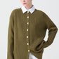 Cardigan lungo a coste con bottoni dorati