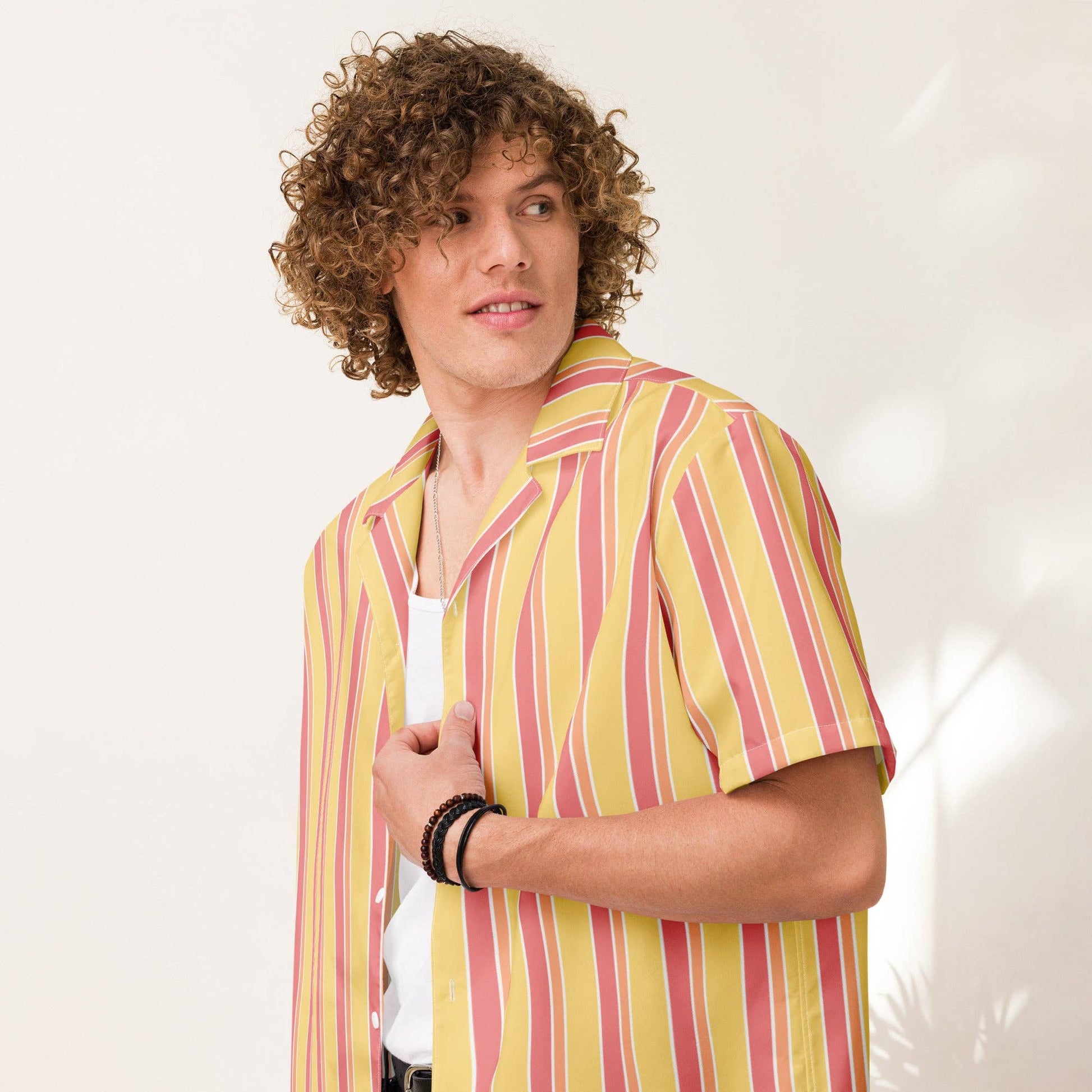 Camicia da piscina unisex a righe pesca