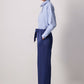 Pantaloni a gamba larga con cintura a fascia in misto cotone