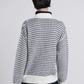 Cardigan in maglia bicolore a righe con bottoni