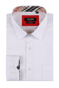Camicia bianca comfort fit con dettagli tartan