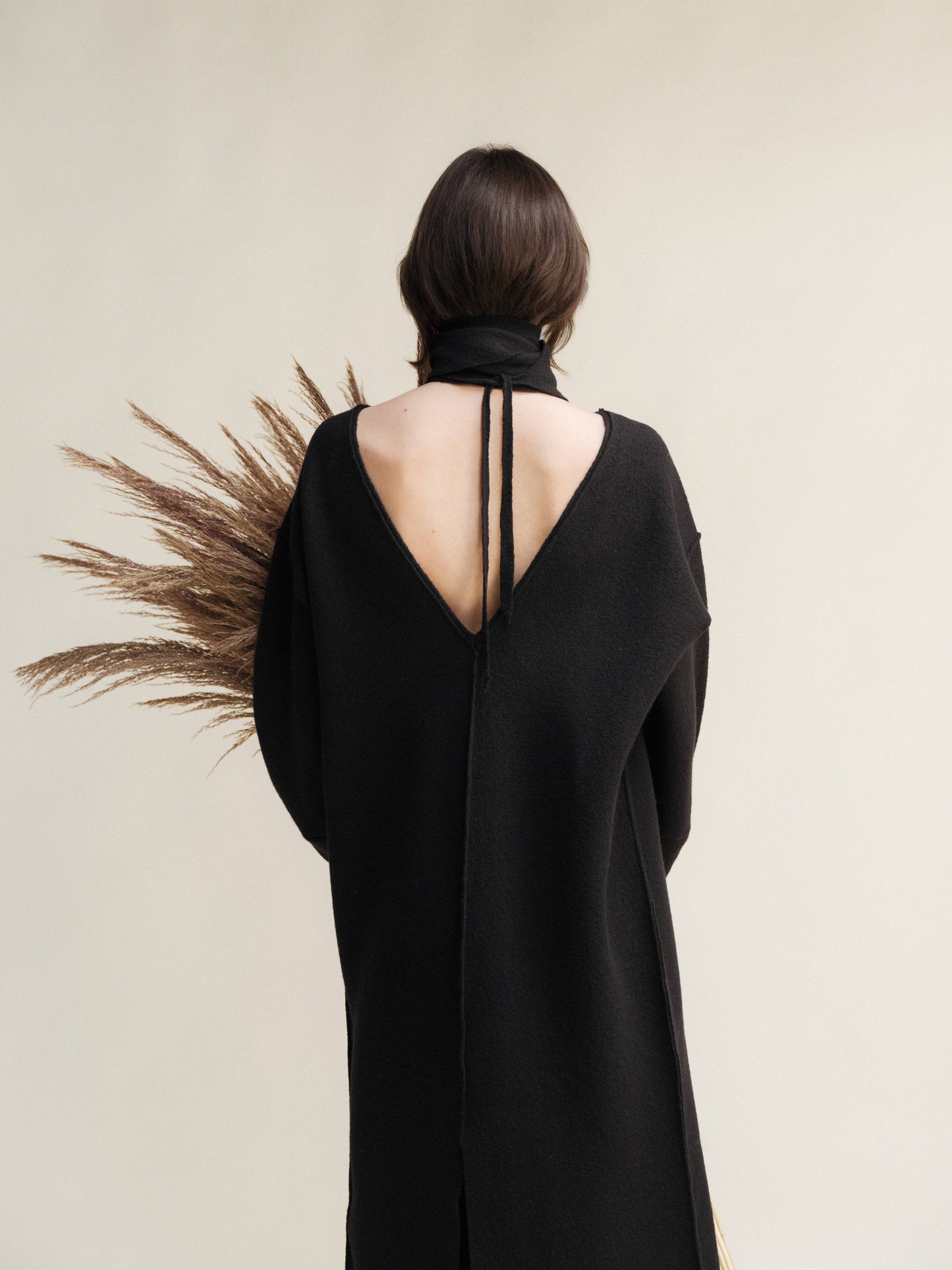 Abito reversibile in lana Merino con scollo a V