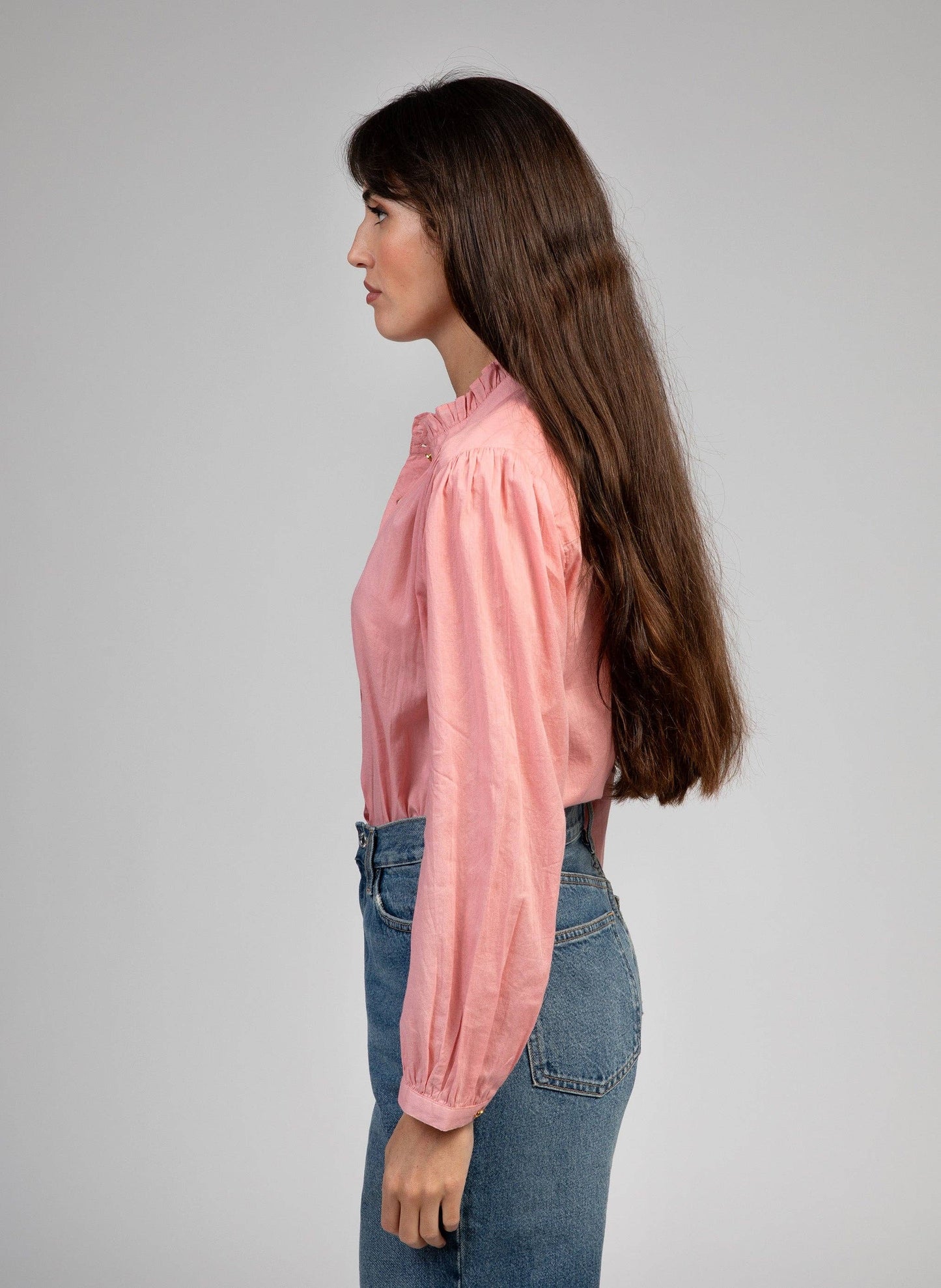 Camicia Saminy rosa in voile di cotone
