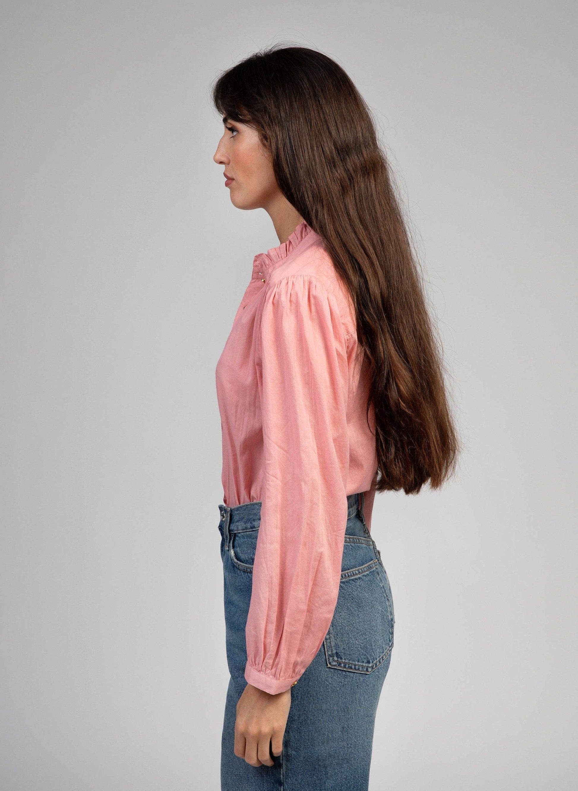 Camicia Saminy rosa in voile di cotone