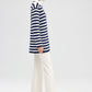 Cardigan lungo a righe con bottoni dorati