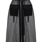 Gonna nera in organza trasparente con tasche utility