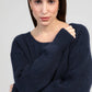 Maglione girocollo oversize blu navy da donna