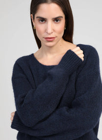 Maglione girocollo oversize blu navy da donna