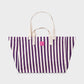 Borsa shopper in cotone biologico a righe viola ed écru