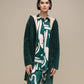 Cappotto cardigan in maglia con cappuccio verde