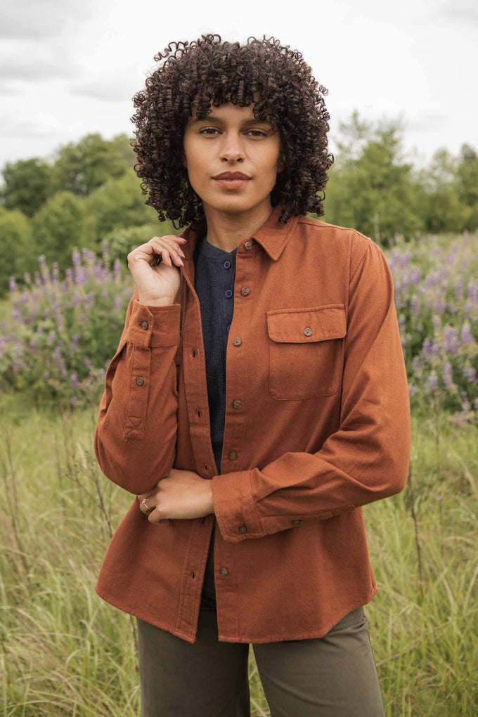Camicia overshirt Lenon melange terracotta