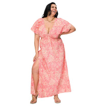 Vestito lungo estivo boho in cotone con scollo a V
