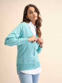 Cardigan bicolore in maglia