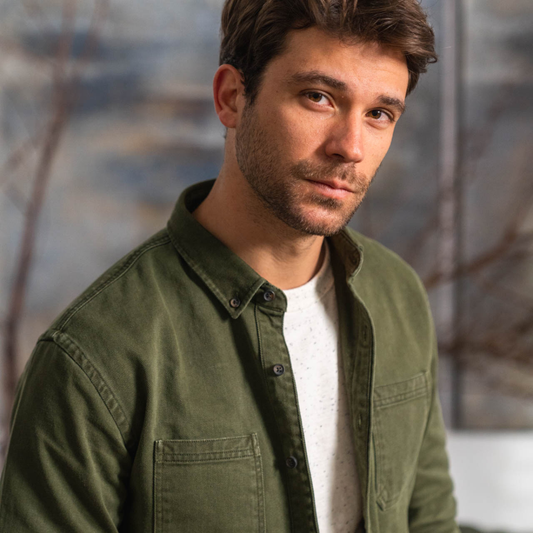 Camicia denim in cotone khaki