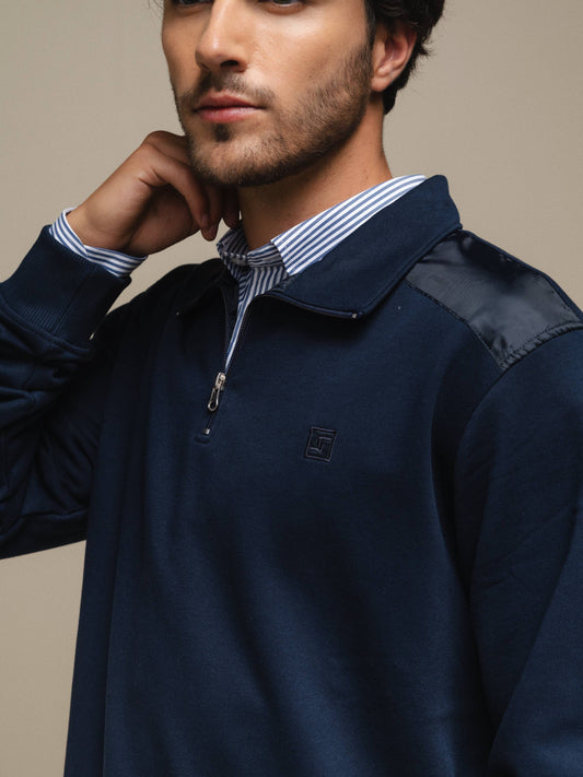 Polo da uomo con mezza zip in cotone e poliestere