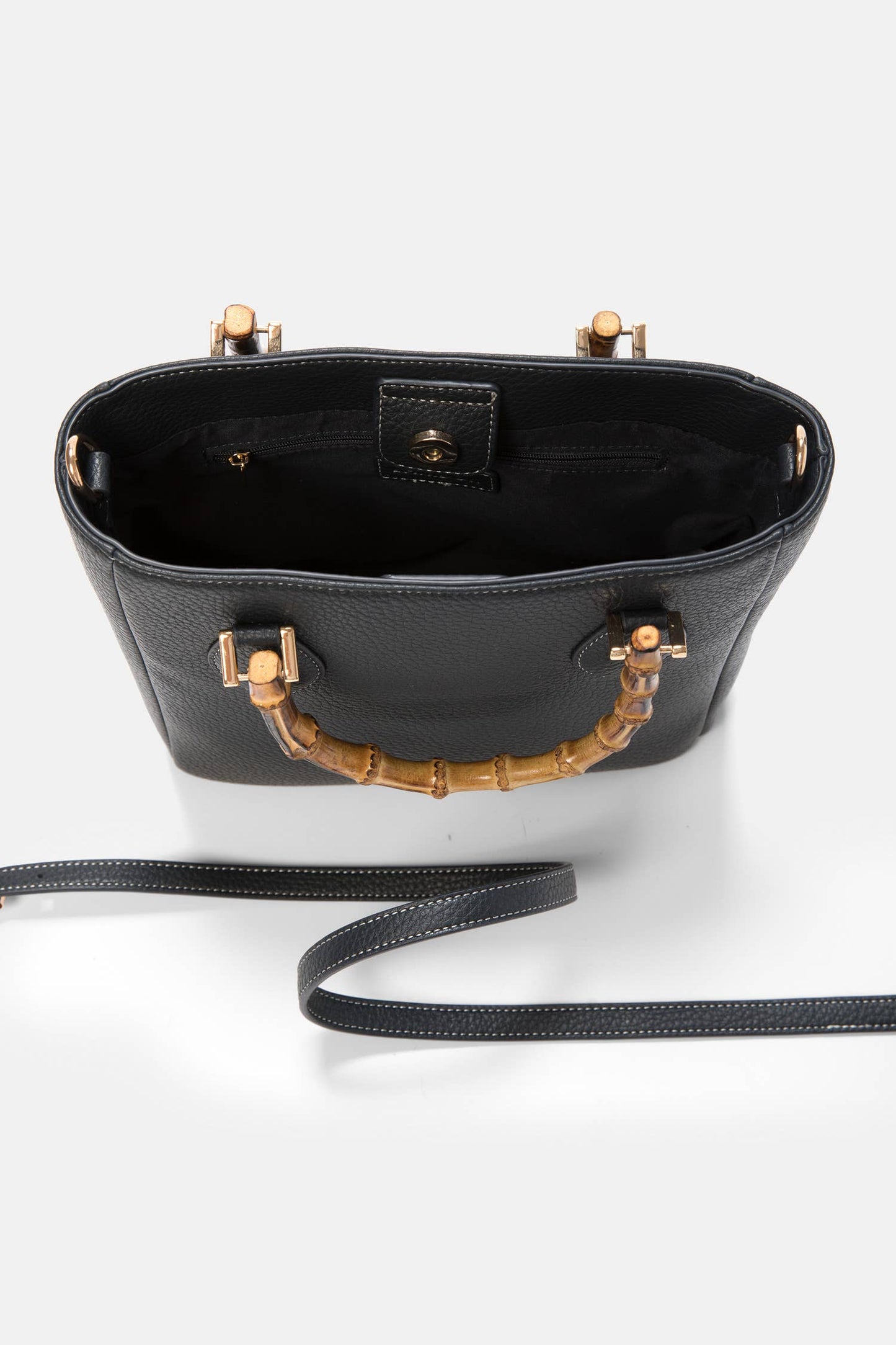 Borsa tote in ecopelle con manici effetto bambù