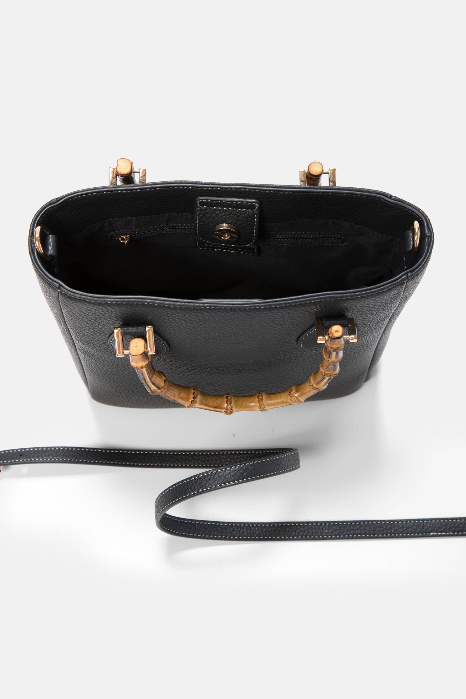 Borsa tote in ecopelle con manici effetto bambù