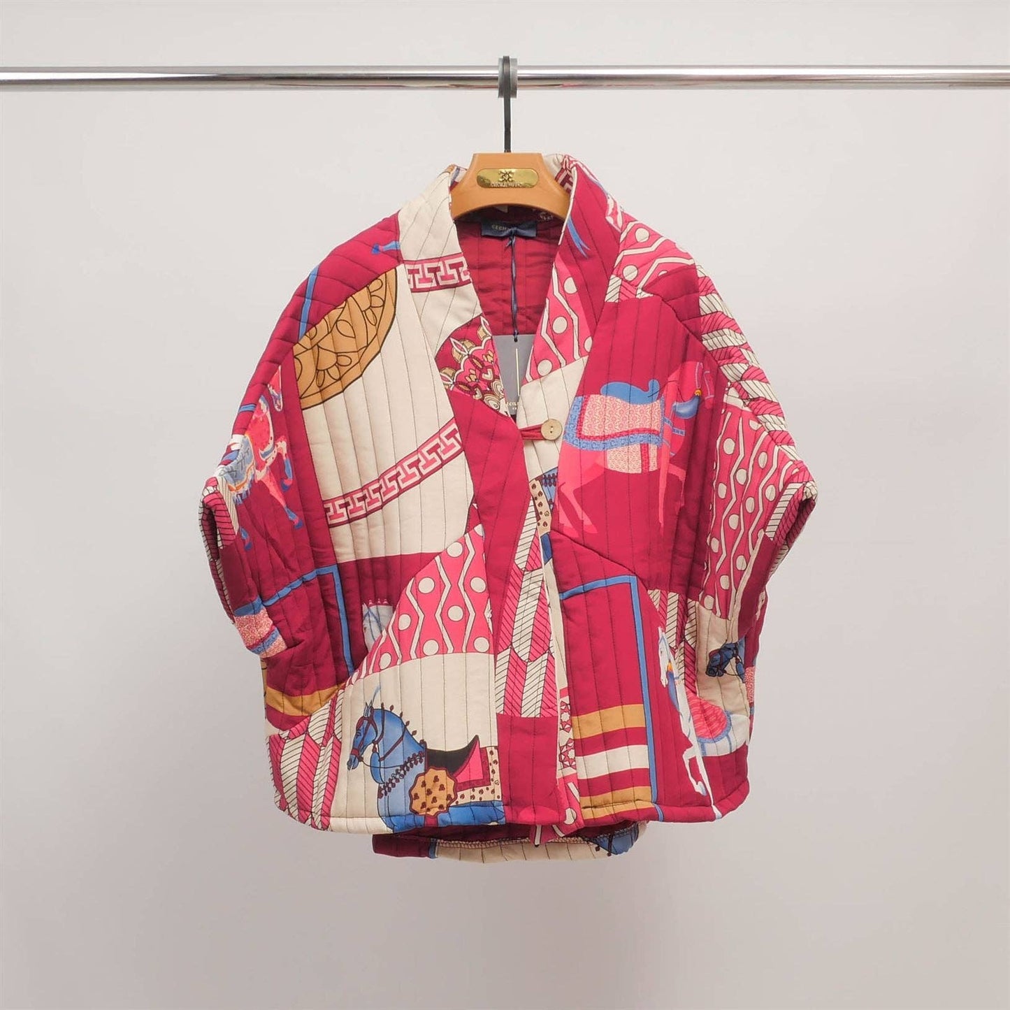 Giacca kimono trapuntata stampata