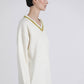 Maglione in maglia con scollo a V a contrasto
